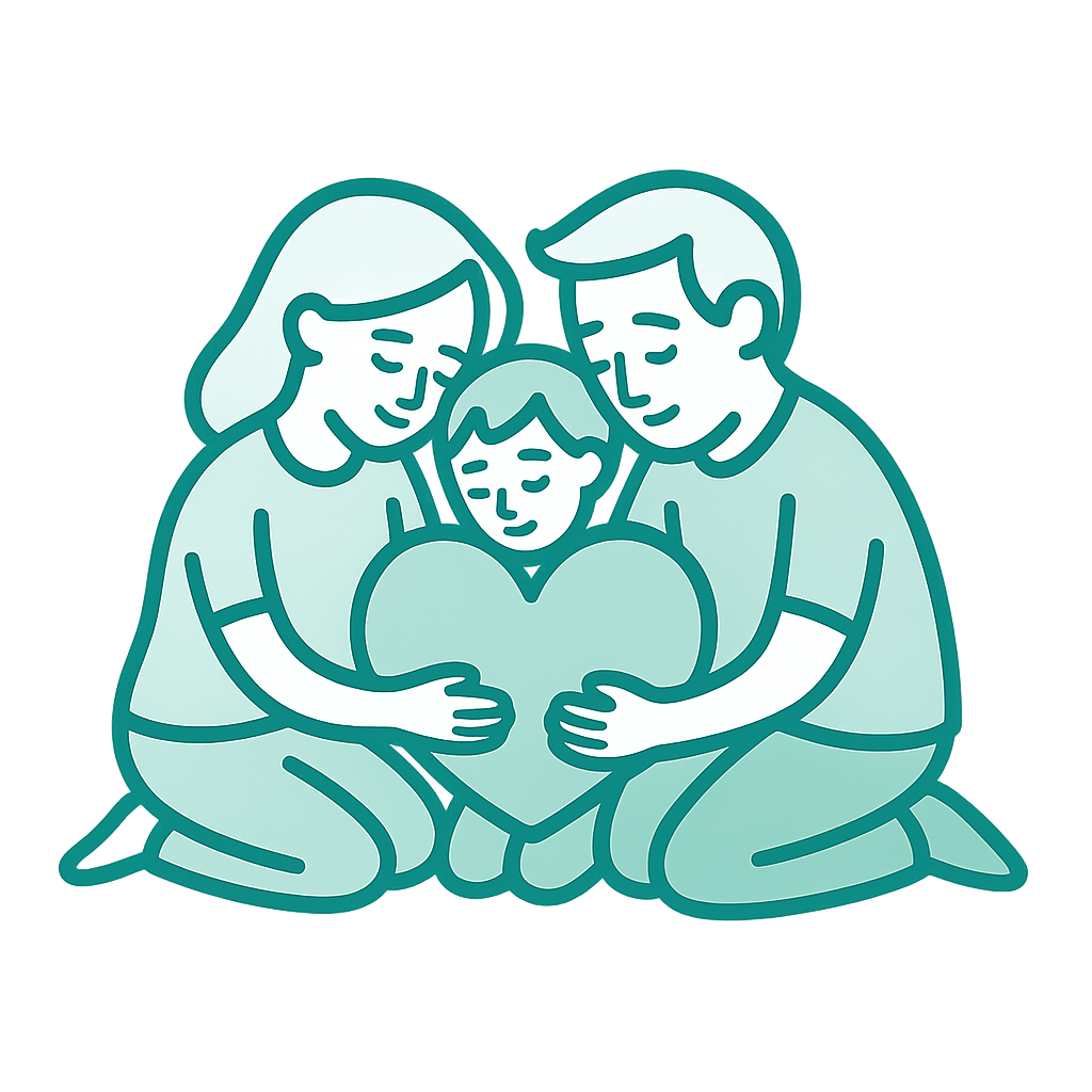 Successione legittima: illustrazione famiglia e cuore